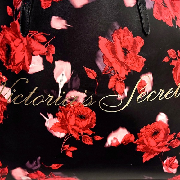 Victoria's Secret Black and Red Floral Large Limited Edition Tote Bag NWT - Picture 5 of 9